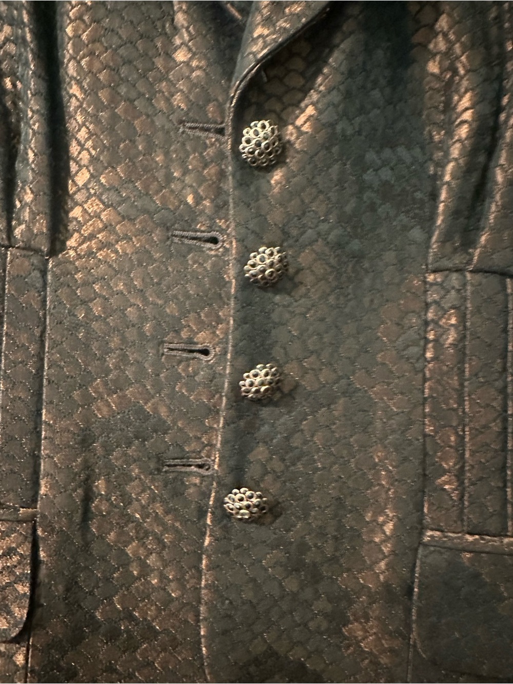 Kay Unger Women's Metallic Textured Brown Blazer Jacket and Skirt Set - Picture 3 of 9